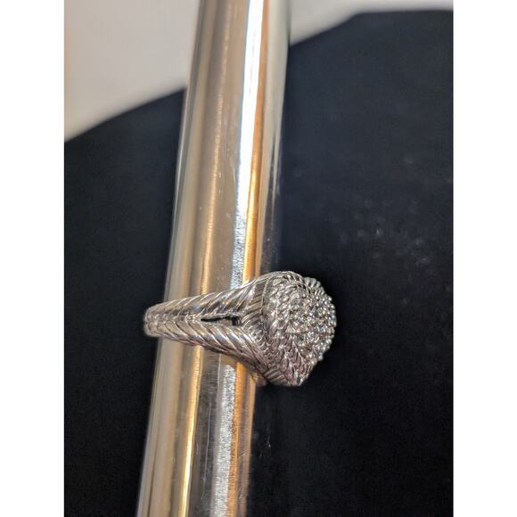Judith Ripka Classic Diamonique 925 Sterling Silver Cluster Heart Ring Sz 5.75 - Picture 11 of 15